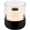 Image de BRILONER - Mini lampe de table LED sans fil avec verre, lampe de chevet à intensité variable Touch, lampe de table Outdoor & Indoor, lampe de camping, lumière blanche chaude, 9x10 cm, noir