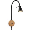 Image de Briloner - Lampe de lecture, Applique intérieure, Lampe LED, Applique intérieure, Pivotant, Interrupteur, Prise de courant, Noir-Bois, FSC
