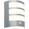 Image de BRILONER - Applique murale LED sans alimentation électrique avec détecteur de mouvement, capteur crépusculaire, minuterie de 20 s, lampe extérieure, 18x15x7 cm, chrome mat