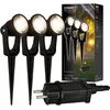Image de BRILONER - éclairage de jardin Connect to Shine 12V, lot de 3 spots LED avec piquet, kit de base avec transformateur, IP65, lumière blanc chaud, spot de jardin LED, 22,5x6x5 cm, noir