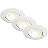 Image de BRILONER - Lot de 3 spots LED encastrables 230V Boîtier 50% recyclé, orientable, Ra90, changement de température de couleur, LED Spot, plat, 68mm de diamètre de trou, 90x24mm (DxH), blanc