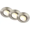 Image de BRILONER - Lot de 3 spots LED encastrables 230V corps 50% recyclé, orientable, Ra90, changement de température de couleur, LED Spot, plat, spots de plafond, 68mm, 90x24mm (DxH), nickel mat