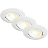 Image de BRILONER - Lot de 3 spots LED encastrables 230V Boîtier 50% recyclé, Variable, Orientable, Ra90, Changement de température de couleur, LED Spot, Plat, 68mm, 90x24mm (DxH), Blanc