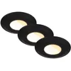 Image de BRILONER - Lot de 3 spots LED encastrables 230V salle de bain Boîtier 50% recyclé, changement de température de couleur, IP44, Ra90, LED Spot, plat, 68mm, 90x30mm (DxH), noir