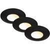 Image de BRILONER - Lot de 3 spots LED encastrables 230V salle de bain Boîtier 50% recyclé, changement de température de couleur, dimmable, IP44, Ra90, LED Spot, plat, 68mm, 90x30mm (DxH), noir