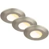 Image de BRILONER - Lot de 3 spots LED encastrables 230V salle de bain Boîtier 50% recyclé, changement de température de couleur, dimmable, IP44, Ra90, LED Spot, plat, plafond, 68mm, 90x30mm (DxH), nickel mat