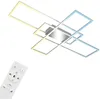 Image de BRILONER - Plafonnier LED avec télécommande, intensité variable, réglable de blanc chaud à blanc froid, lampe LED, plafonnier, salon, chambre, cuisine, 104x71x9,5 cm, chrome-aluminium