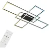 Image de BRILONER - Plafonnier LED avec télécommande, intensité lumineuse variable, réglable de blanc chaud à blanc froid, lampe de salon, lampe de chambre à coucher, lampe de cuisine, 104x71x9,5 cm, noir