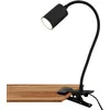 Image de BRILONER - Lampe de bureau avec interrupteur à fil, couleur de lumière blanc chaud, orientable, lampe à pince, lampe de chevet, hauteur 40cm, noir