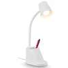 Image de BRILONER Lampe de bureau avec porte-stylo, interrupteur à câble, orientable, lampe de chevet, lampe de table, bureau à domicile, lampe de bureau, 21 x 10 x 35,5 cm (L x l x H), blanche