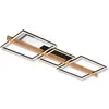 Image de BRILONER - Plafonnier à LED avec décor bois, intensité lumineuse réglable par paliers, couleur blanc chaud, lampe à LED, salon, lampe de chambre à coucher, cuisine, 108x35x8 cm (LxlxH), noir-bois