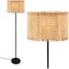 Image de BRILONER - Lampe de salon avec abat-jour en paille, interrupteur à pied, E27, max. 10W, Boho, aesthetic, 40 x 161 cm (DxH), Naturel