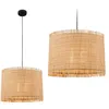 Image de BRILONER - Suspension avec abat-jour en paille, culot E27, max. 10 W, style bohème, esthétique, suspension, lampe de salle à manger, lampe de salon, 40 x 128 cm (diamètre x hauteur), naturel