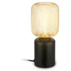 Image de BRILONER - Lampe de table avec treillis métallique, interrupteur à câble, douille E27, lampe de chevet, lampe de bureau, lampe de salon à poser, lampe à poser, lampe table salon, 10 x 25 cm, or