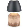 Image de BRILONER - Lampe de table sans fil LED IP44 avec fonction tactile, dimmable, pied en céramique, chevet, salon à poser, 13,5x22 cm, anthracite-bois