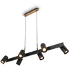 Image de BRILONER - Suspension luminaire, orientable, 6x GU10 douille, plafonnier, suspension d'éclairage intérieur, luminaire chambre, cuisine, 110x24,9x120 cm, noir-bois