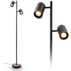 Image de BRILONER - Lampadaire avec interrupteur sur le câble, têtes de spot orientables, 2xGU10 douille, lampadaire sur pied salon, lampe sur pied, 26x26x159,5 cm, noir-bois
