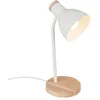 Image de BRILONER - Lampe de table avec interrupteur à fil, orientable, E14, max. 10W, bureau, chevet, salon à poser, lampe à poser, table, 14x38 cm, blanc-bois