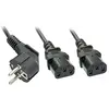 Image de Cordon électrique LINDY ordinateur [1x Prise mâle + contact de protection - 2x Secteur femelle C13] 2.00 m noir
