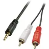 Image de Câble de raccordement LINDY 35682 Cinch-RCA / Jack audio [2x Cinch-RCA mâle - 1x Jack mâle 3.5 mm] 3.00 m noir