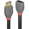 Image de Rallonge LINDY HDMI Fiche mâle HDMI-A, Prise femelle HDMI-A 0.50 m anthracite, noir, rouge 36475 4K UHD, contacts dorés Câble HDMI
