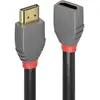 Image de Rallonge LINDY HDMI Fiche mâle HDMI-A, Prise femelle HDMI-A 1.00 m anthracite, noir, rouge 36476 4K UHD, contacts dorés Câble HDMI