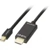 Image de Câble adaptateur LINDY Mini-Display / HDMI Fiche mâle Mini DisplayPort, Fiche mâle HDMI-A 2.00 m noir 36927 Câble DisplayPort