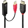 Image de Câble de raccordement LINDY USB Fiche mâle DisplayPort, Fiche mâle HDMI-A, USB-A mâle 5.00 m noir, rouge 41428 Câble HDMI