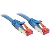 Image de LINDY 47726 RJ45 Câble réseau, câble patch CAT 6 S/FTP 30.00 m bleu gaine en PVC, feuille de blindage, blindage par tresse, torsadé par paire, blindage total,