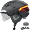 Image de Casque de vélo ABUS HYP-E B.Lace - avec feu Avant, arrière et Clignotant Ainsi Que feu Stop activé sans Fil - avec visière et Cache-Oreilles - pour vélo, vélo électrique et S-Pedelec