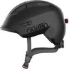 Image de ABUS Casque Enfant Smiley 3.0 ACE LED, Noir, Taille S | Casque vélo avec feu arrière pour enfants, coupe basse, designs enfants, ouverture queue de cheval