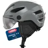 Image de Casque de ville ABUS Pedelec 2.0 ACE - casque de vélo avec feu arrière, visière, housse de pluie, protection pour les oreilles - pour femmes et hommes - gris foncé, taille L