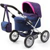 Image de Bayer Design 13054AA Poussette Poupée, Landau Poupée Trendy Licorne avec un sac et panier, réglable, poignée ajustable 39-68cm, bleu rose