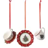 Image de Villeroy & Boch - Toy’s Delight Decoration Ornements Ensemble de Vaisselle Rouge, 3 pièces, Ensemble de suspensions charmantes pour Le Sapin de Noël, Porcelaine, Rouge, 4 x 7 cm