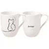 Image de Villeroy & Boch - Statement, Lot De 2 Mugs « Cat », 280 Ml, Porcelaine Premium, Blanc