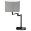 Image de Fischer & Honsel Rota Lampe de table avec abat-jour réglable en lin, 1 douille E27, sable, gris et blanc, hauteur : 55,5 cm, Ø 30 cm