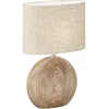 Image de Fischer & Honsel | Lampe de table Tobse | Couleur bois | Abat-jour en tissu et lin couleur sable | L : 34 cm, l : 17 cm, H : 53 cm | avec interrupteur à cordon | 1 ampoule E27 max. 40 W | 50608