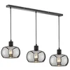 Image de Fischer & Honsel Suspension Dima - Noir sable - Verre - Couleur fumée - Longueur : 110 cm - Largeur : 22 cm - Plafonnier : 160 cm - 3 ampoules E27 max. 40 W - 60901