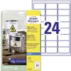 Image de Etiquette ultra-résistantes Avery-Zweckform J4773-10 63.5 x 33.9 mm film de polyester blanc 240 pc(s) fixation permanente