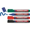 Image de edding 330 Marqueur permanent - noir, rouge, bleu, vert - 4 stylos - pointe biseautée 1-5 mm - sèche vite, résiste à l'eau et aux frottements - pour carton, plastique, bois, métal, verre