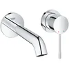 Image de GROHE Essence Mitigeur lavabo mural 2 trous, levier métal, mousseur 5,7 l/min, entraxe 110 mm, saillie 183 mm, corps encastré non inclus, Chrome, 19408001