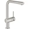 Image de GROHE Minta Mitigeur Evier, Robinet de Cuisine avec Douchette Extractible 2 jets (Laminaire/Pluie), Bec Haut, Rotation 360°, Supersteel, 30274dc0 (Import Allemagne)