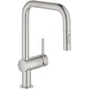 Image de GROHE Robinet de cuisine évier Minta, robinet avec douchette extractible, bec en forme de U, inverseur 2 jets, installation et nettoyage facile, chromé, 32322DC2 (Import Allemagne)