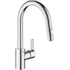 Image de GROHE Robinet de cuisine évier Feel, douchette extractible, rotation 360°, bec en U, inverseur 2 jets, robinet mitigeur cuisine, chromé & 40535000 Distributeur de Savon Cosmopolitan, Chromé