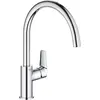 Image de GROHE BauEdge   Single Lever Kitchen Mixer Tap (Monobloc Installation, High Spout, Swivel Area 360 , 28 mm Ceramic Cartridge, Tails 3/8 inch), Easy Installation, Size 332 mm, Chrome, 31367001