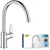 Image de GROHE Mitigeur monocommande évier de cuisine Start Curve, chromé, 31554001 (Import Allemagne) & StartEco Mitigeur Monocommande Evier, Robinet Cuisine, Bec Bas, Rotation 140°, Mousseur