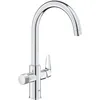 Image de GROHE Blue Pure BauCurve, Robinet de cuisine filtrant 3 voies (zone de rotation 150°, poignée dédiée pour l’eau filtrée, nécessite un kit de démarrage de filtre), Chrome, 30580000