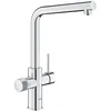 Image de GROHE Blue Pure Minta, Robinet de cuisine filtrant 3 voies (Zone de rotation 150°, poignée dédiée pour l’eau filtrée, nécessite un kit de démarrage de filtre), Chrome, 30588000