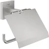 Image de GROHE Start Cube Dérouleur de Papier Toilette Mural avec Couvercle, Fixations Cachées, Métal, A Coller avec GROHE QuickGlue ou à Visser, Supersteel, 41102DC0