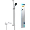 Image de GROHE Precision Get Ensemble de Douche Thermostatique avec Douchette Ronde 11cm 1 jet, Flexible de Douche 1,75m, Barre de Douche 90cm, Economie d'Eau, Chromé, 34857000